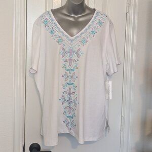 NWT Alfred Dunner Embroidered T-shirt - Women's Plus 3X